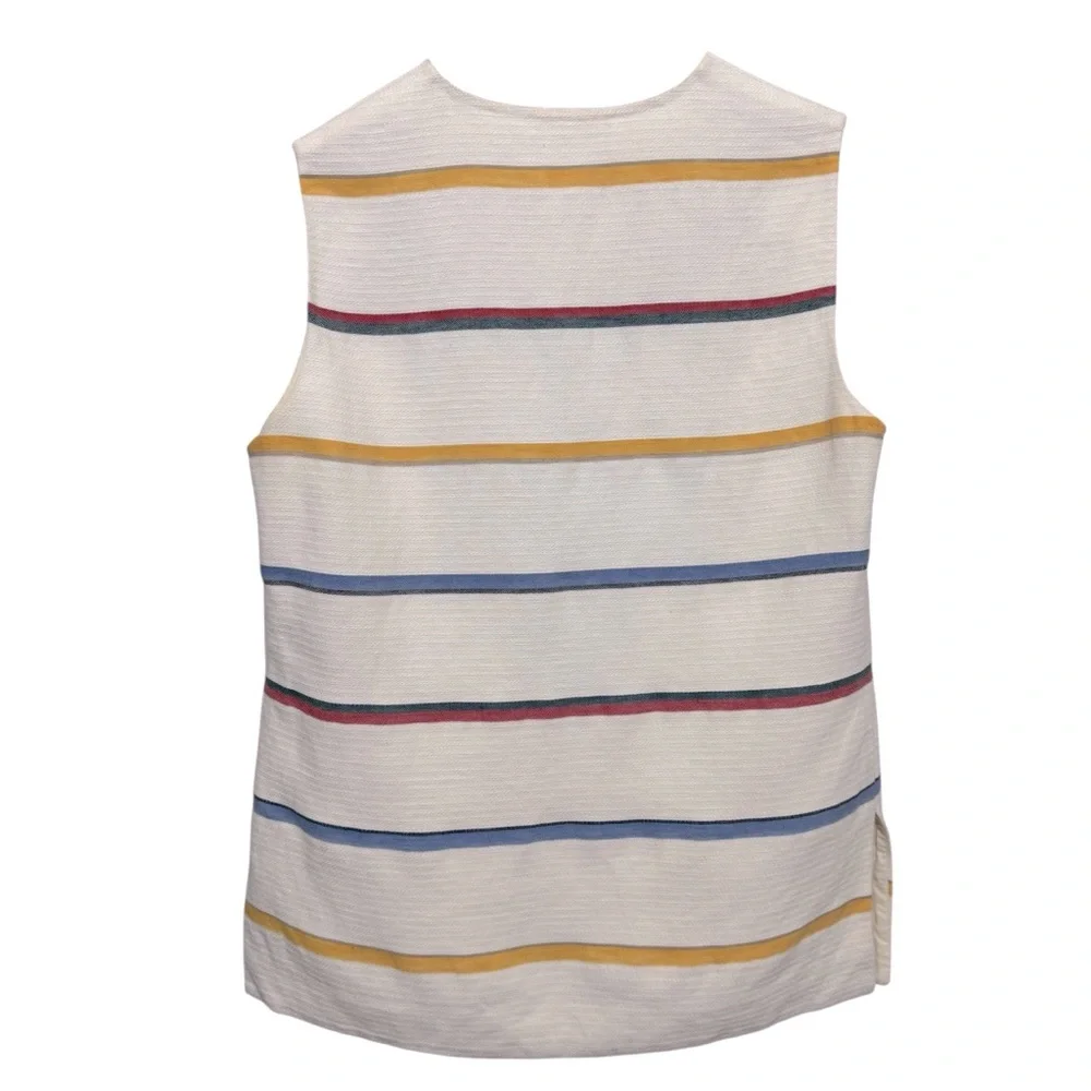 Tory Burch‎ Avery Sleeveless Tunic Top Linen Blend Beige High Low Hem Sz 4